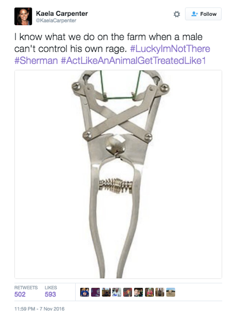 Illustration for article titled Dan Carpenter's Wife Threatens Richard Sherman's Nuts